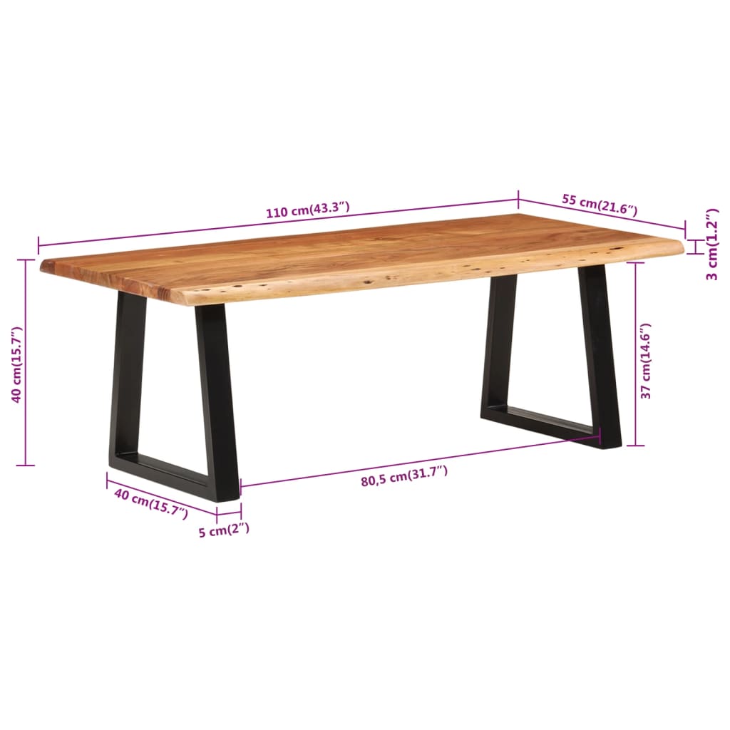 Coffee table 110x55x40 cm solid acacia wood
