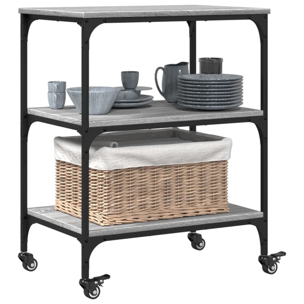 Kitchen trolley gray sonoma 60x41x76 cm engineered wood