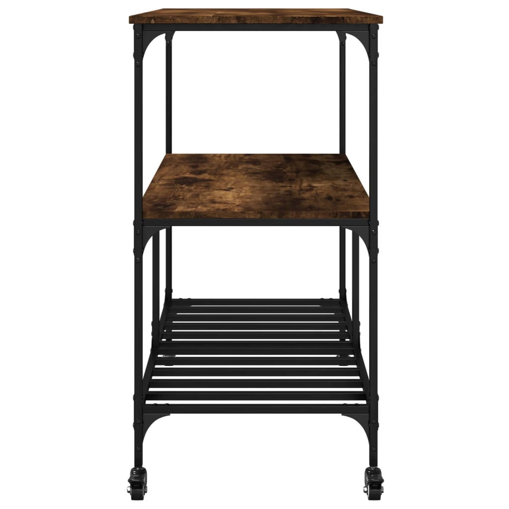 Kitchen trolley smoked oak 100x50x95 cm engineered wood