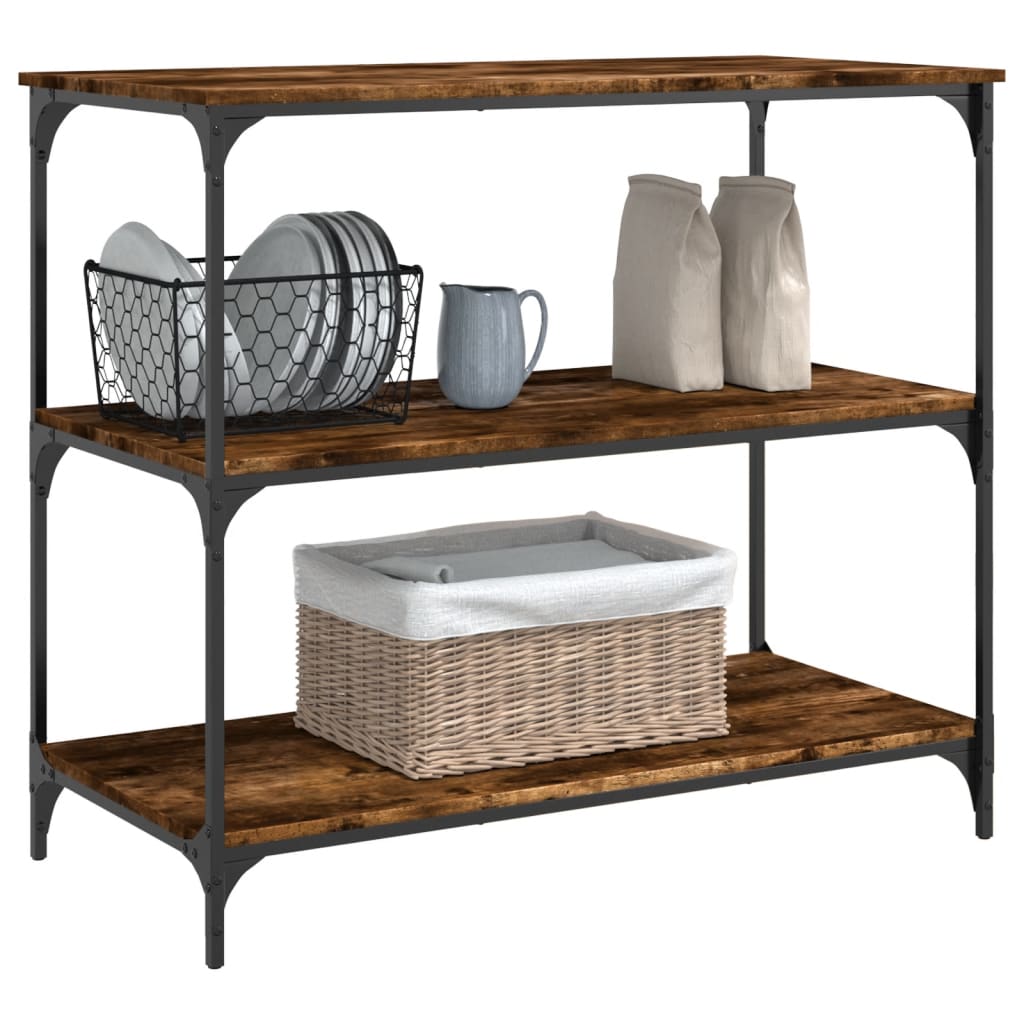 Kitchen trolley smoked oak 102x50x95 cm engineered wood