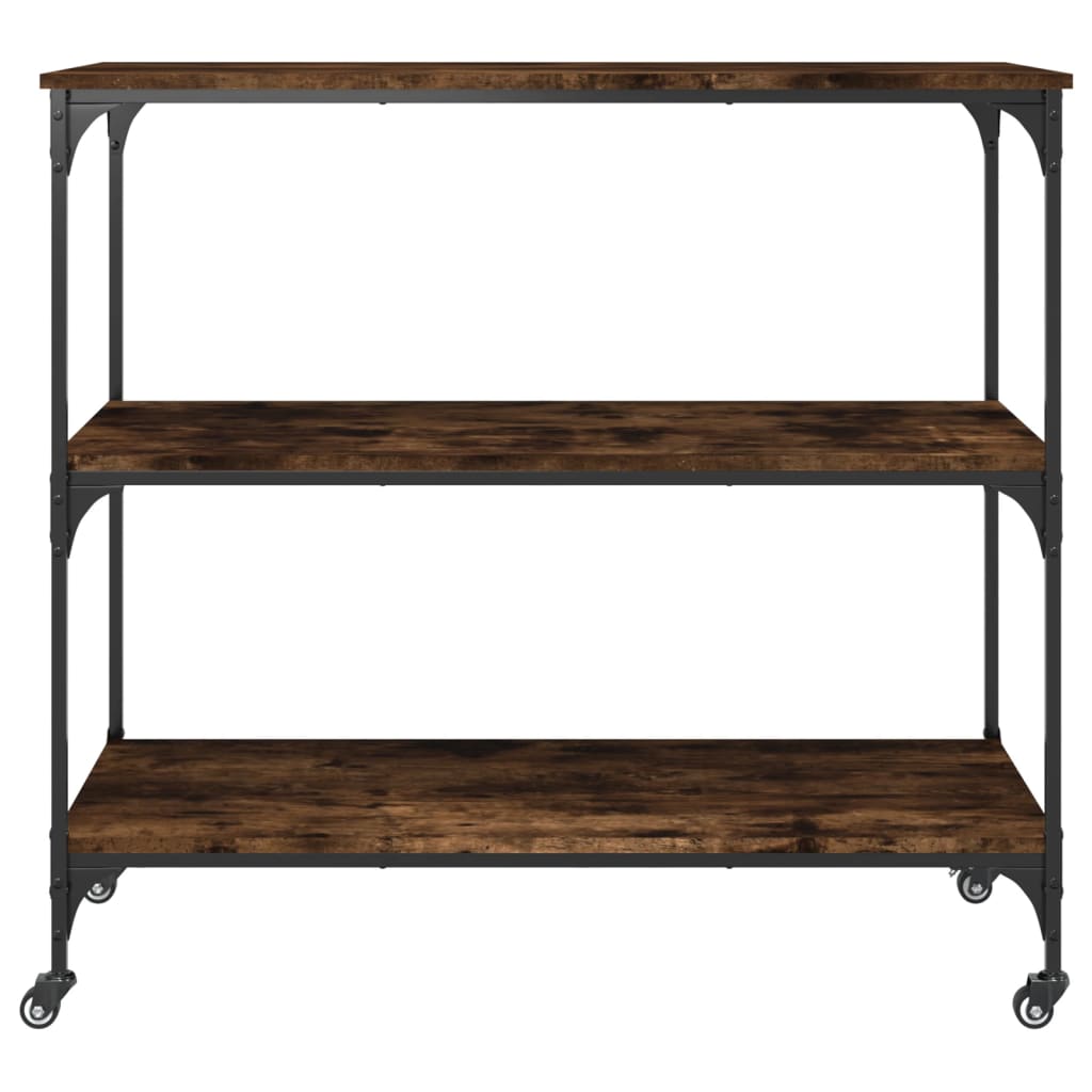 Kitchen trolley smoked oak 102x50x95 cm engineered wood