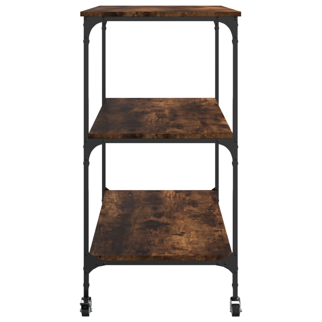 Kitchen trolley smoked oak 102x50x95 cm engineered wood