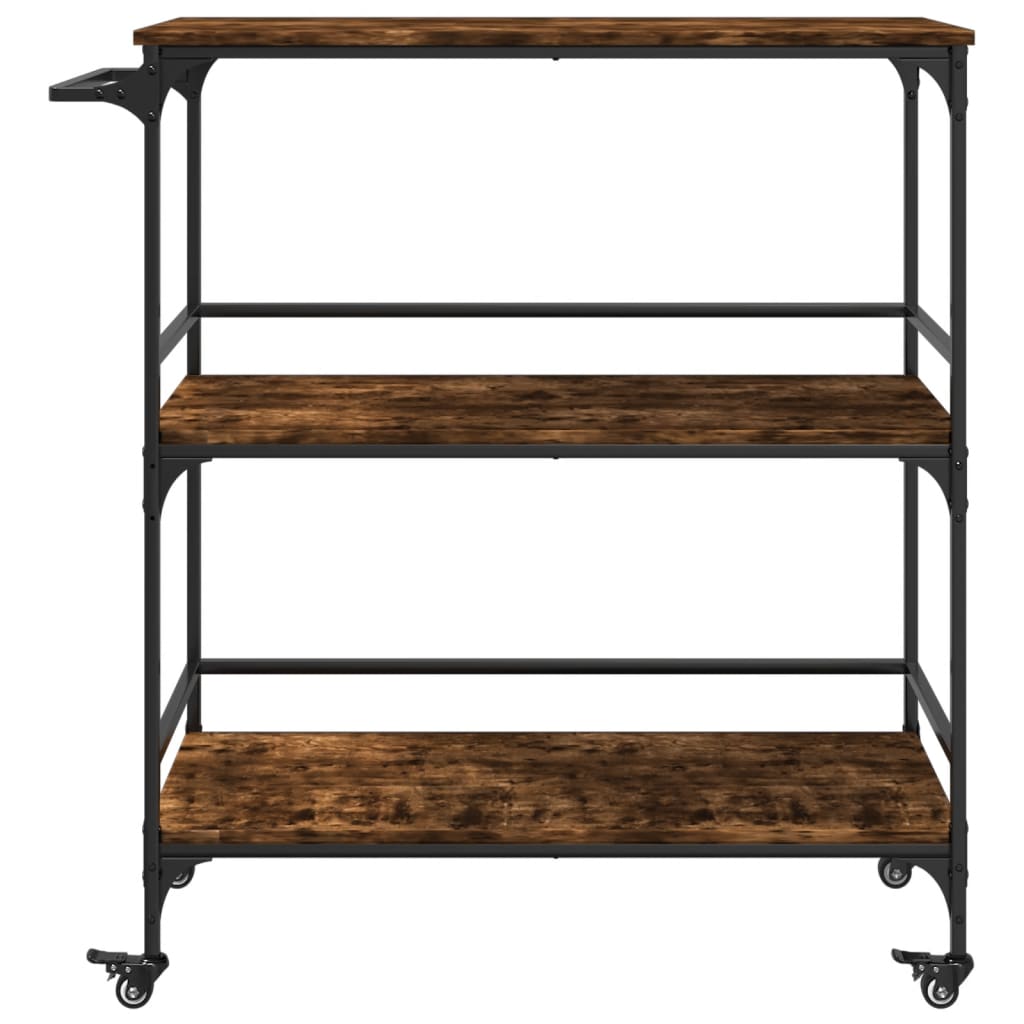 Kitchen trolley smoked oak 100.5x50x105 cm engineered wood