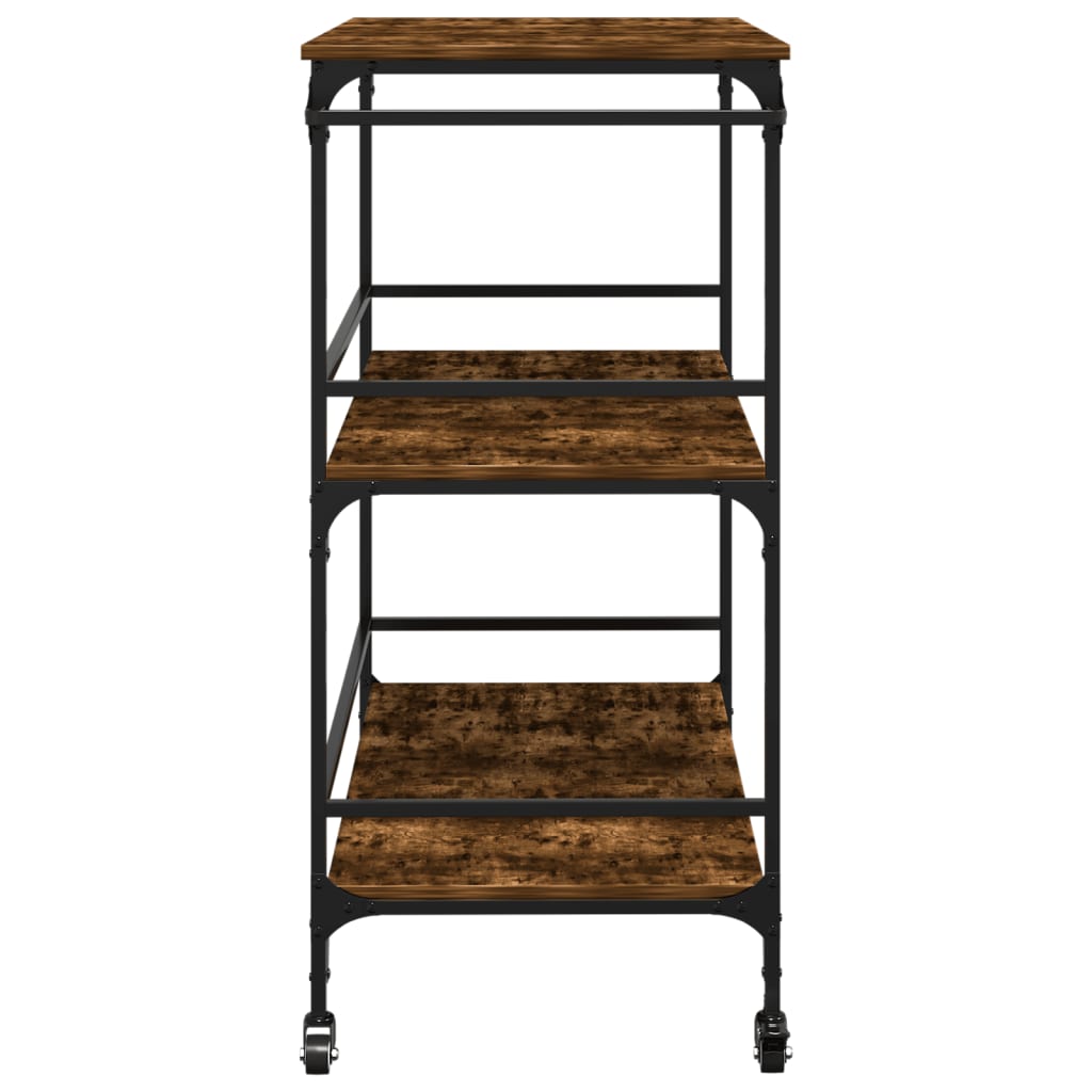 Kitchen trolley smoked oak 100.5x50x105 cm engineered wood