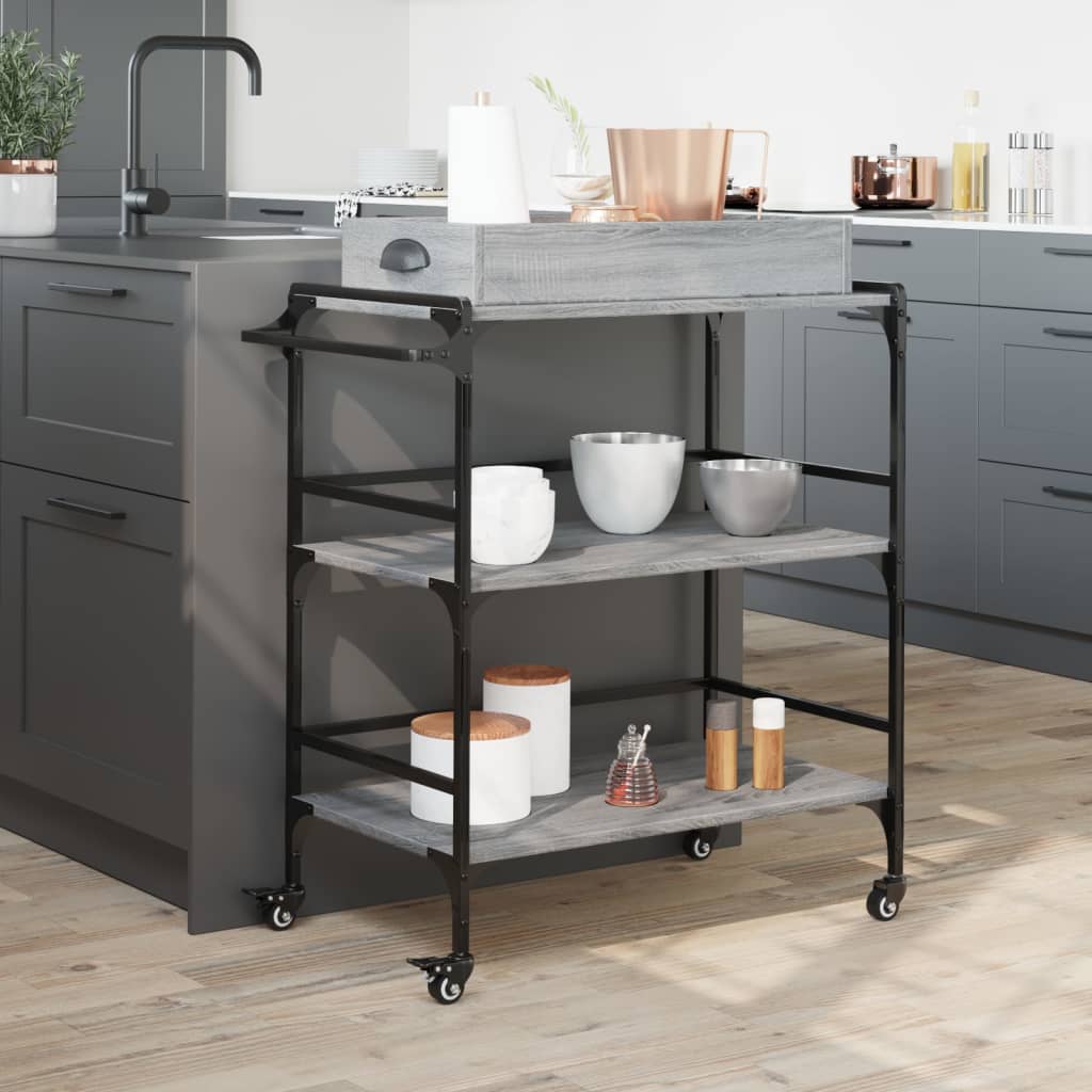 Kitchen trolley gray sonoma 81.5x41x92.5 cm engineered wood