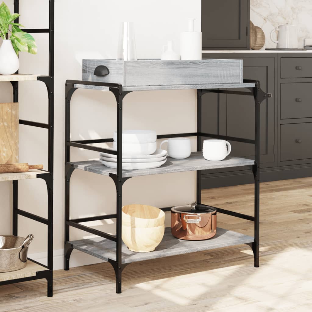 Kitchen trolley gray sonoma 81.5x41x92.5 cm engineered wood