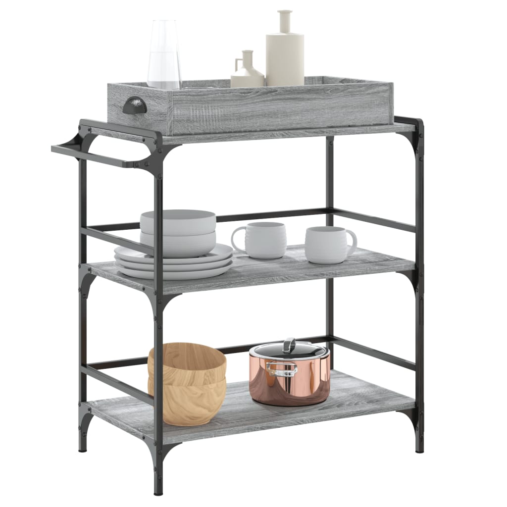 Kitchen trolley gray sonoma 81.5x41x92.5 cm engineered wood