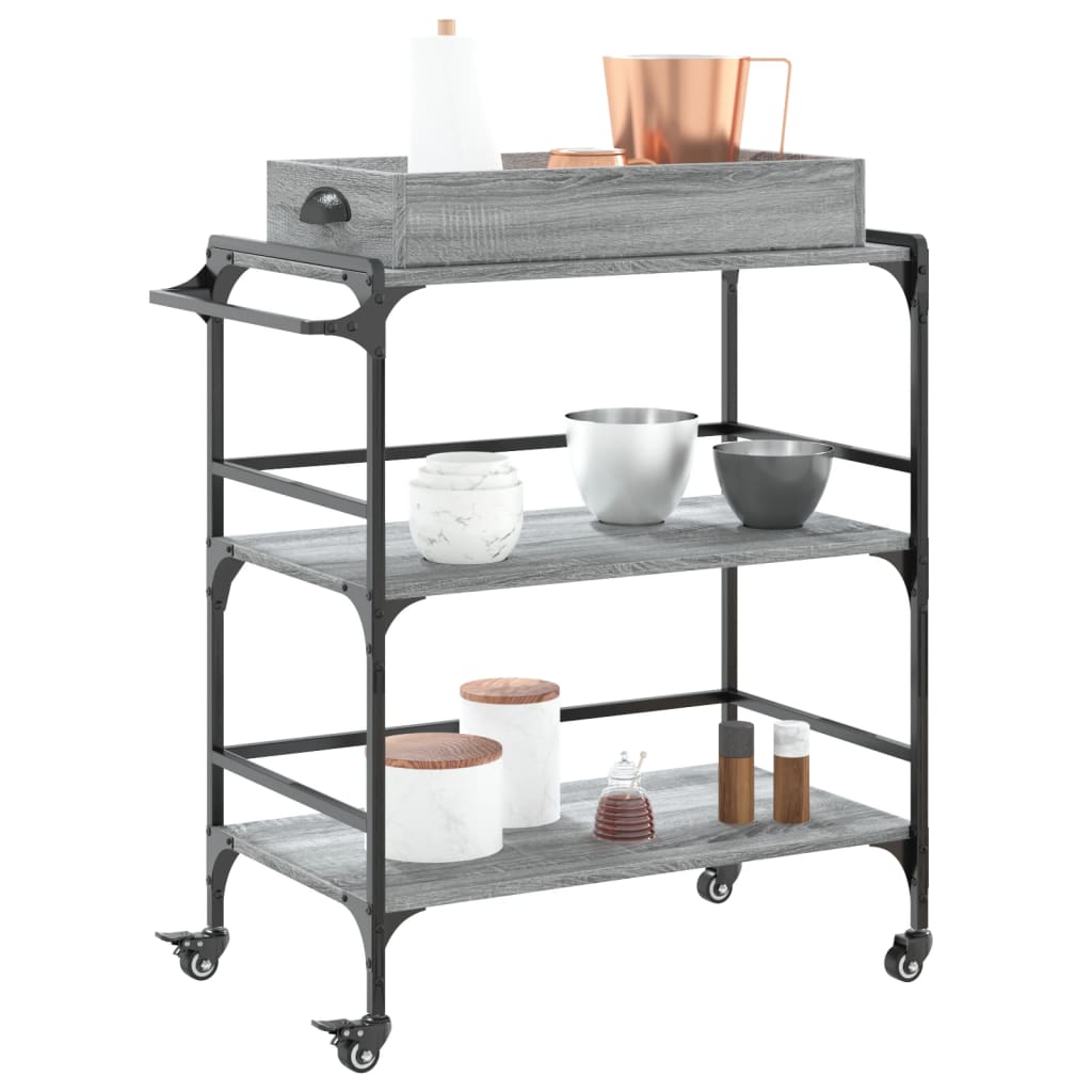 Kitchen trolley gray sonoma 81.5x41x92.5 cm engineered wood