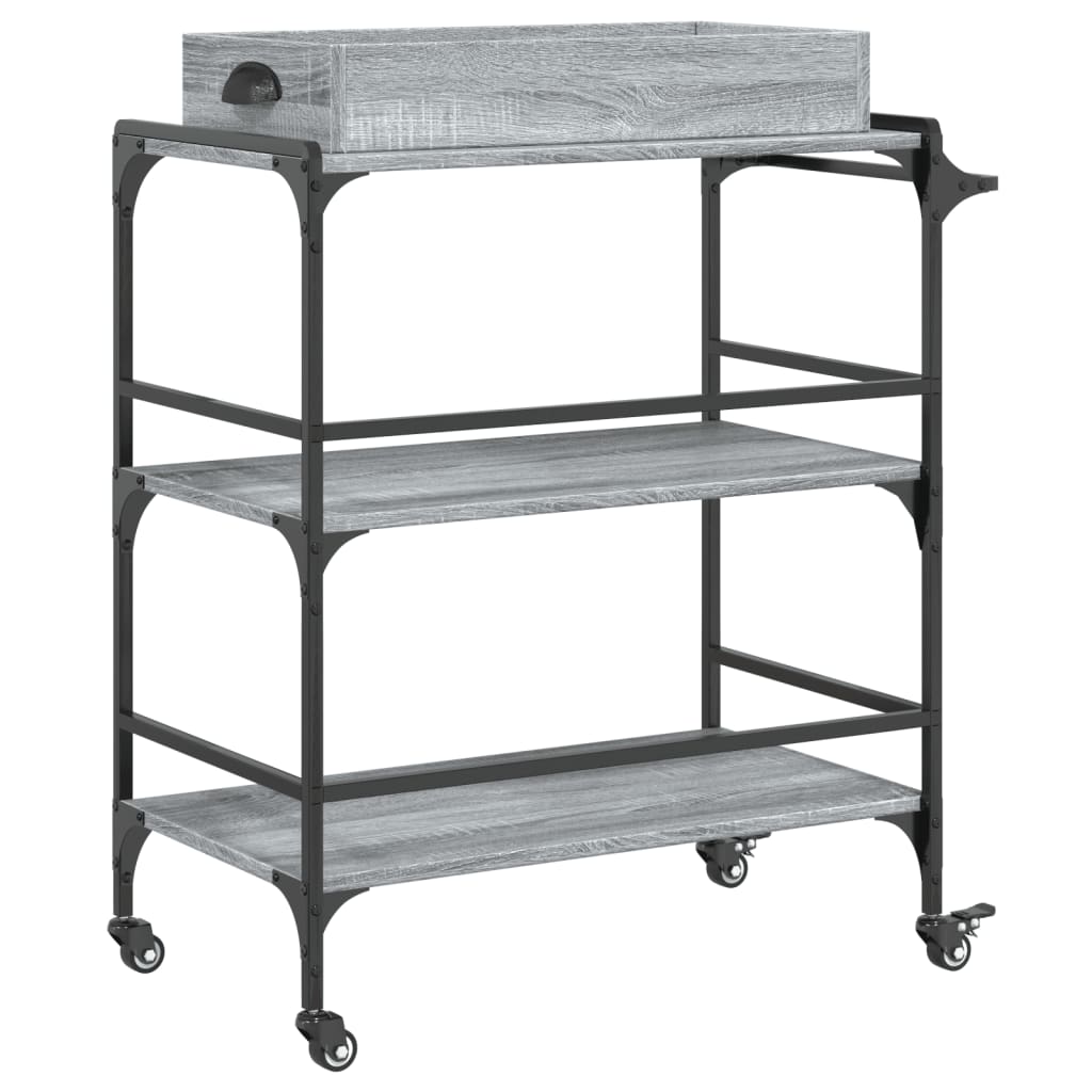 Kitchen trolley gray sonoma 81.5x41x92.5 cm engineered wood