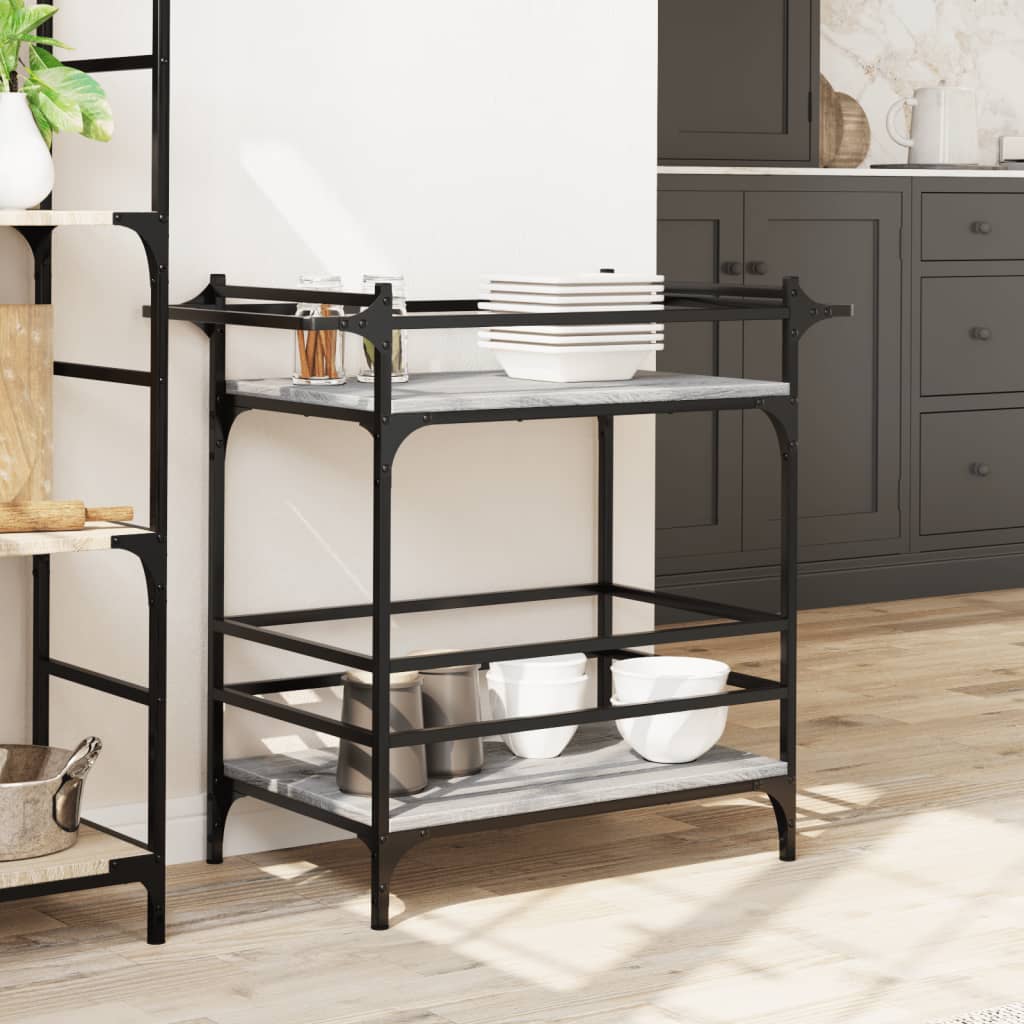 Kitchen trolley gray sonoma 82x40x78.5 cm engineered wood