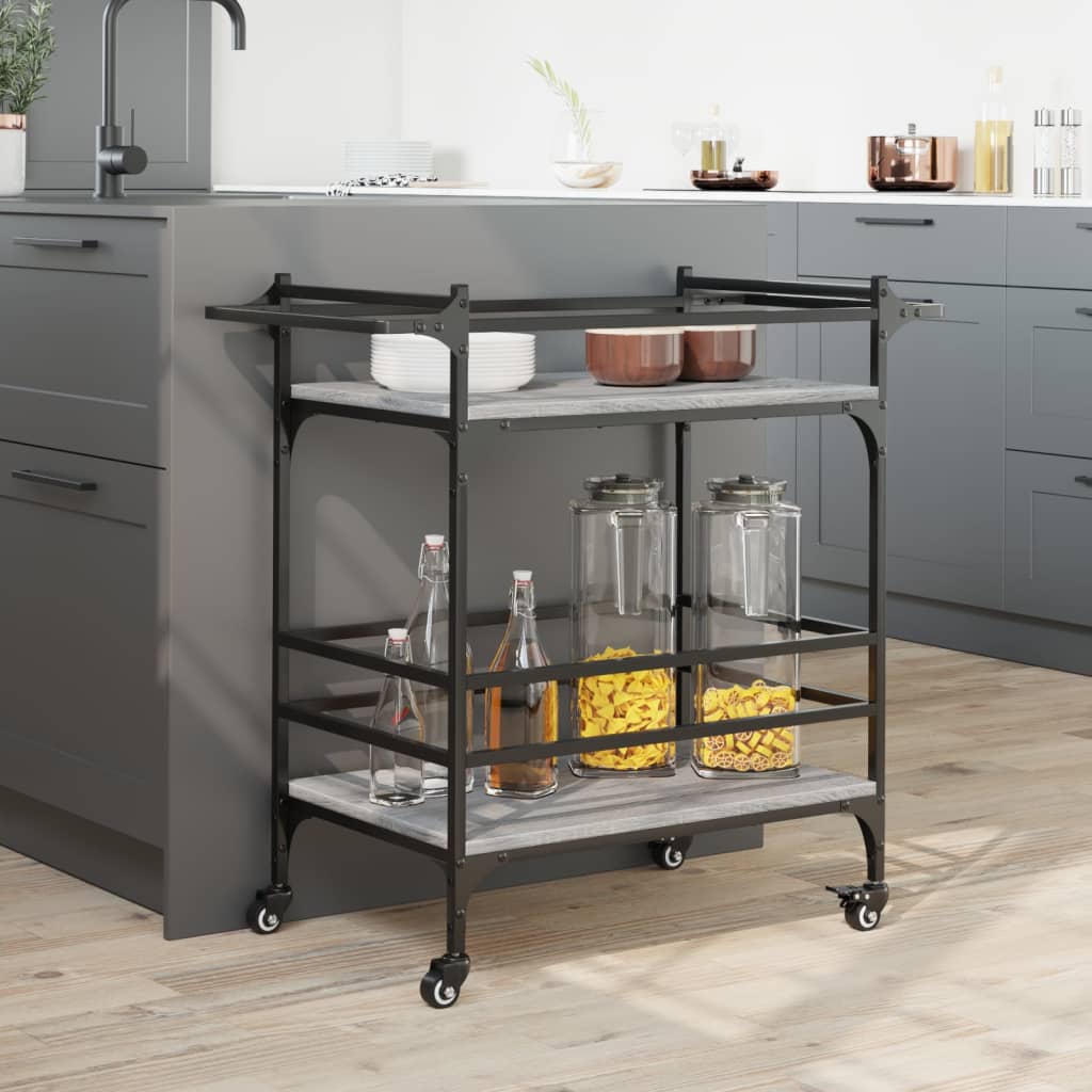 Kitchen trolley gray sonoma 82x40x78.5 cm engineered wood