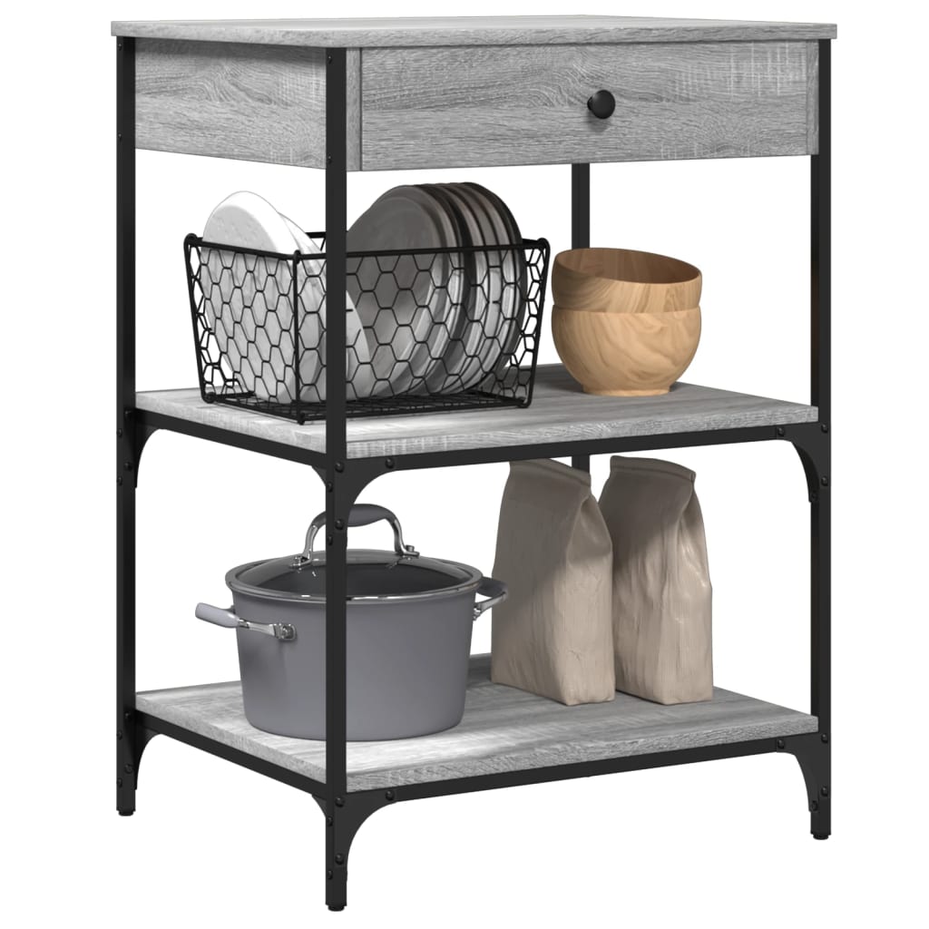 Kitchen trolley gray sonoma 60x48x89.5 cm engineered wood