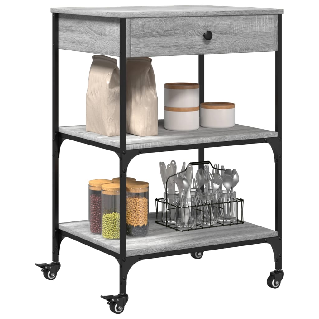 Kitchen trolley gray sonoma 60x48x89.5 cm engineered wood