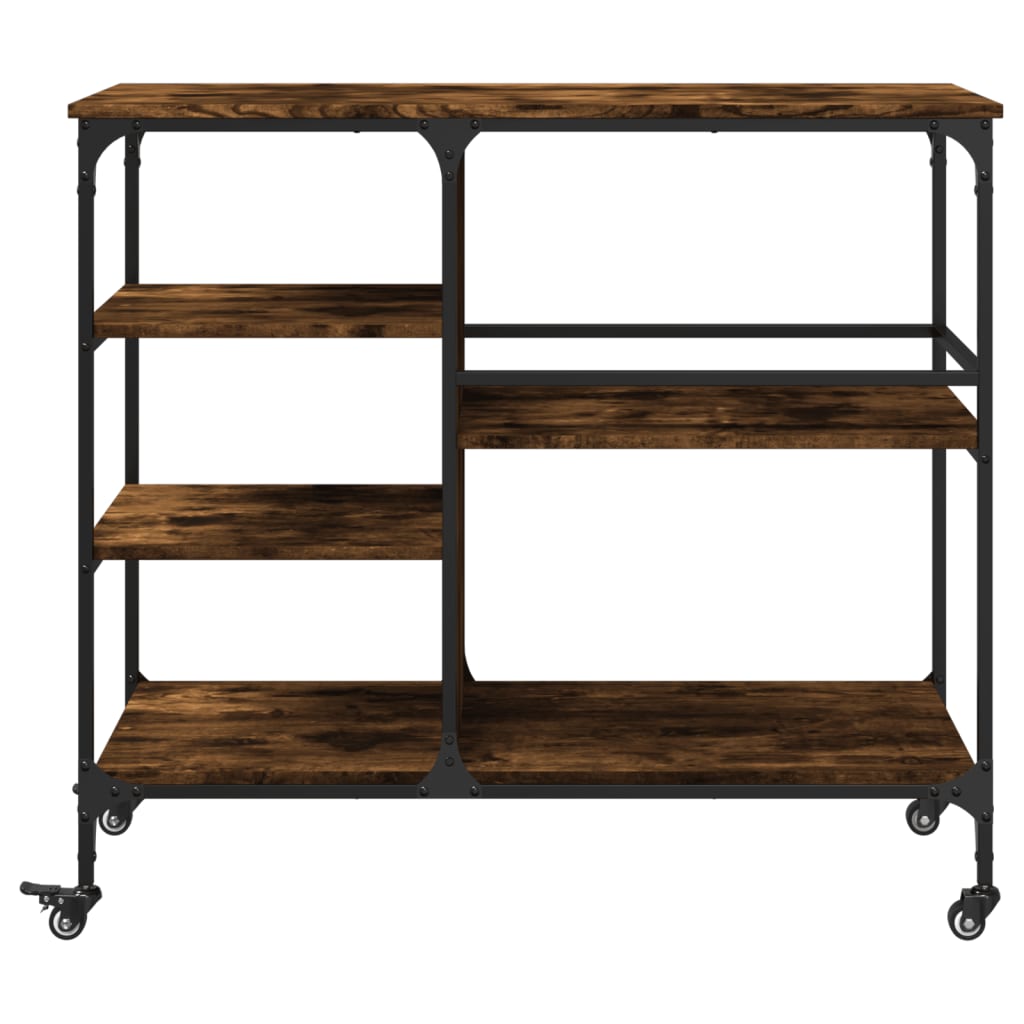 Kitchen trolley smoked oak 100x45x89.5 cm engineered wood