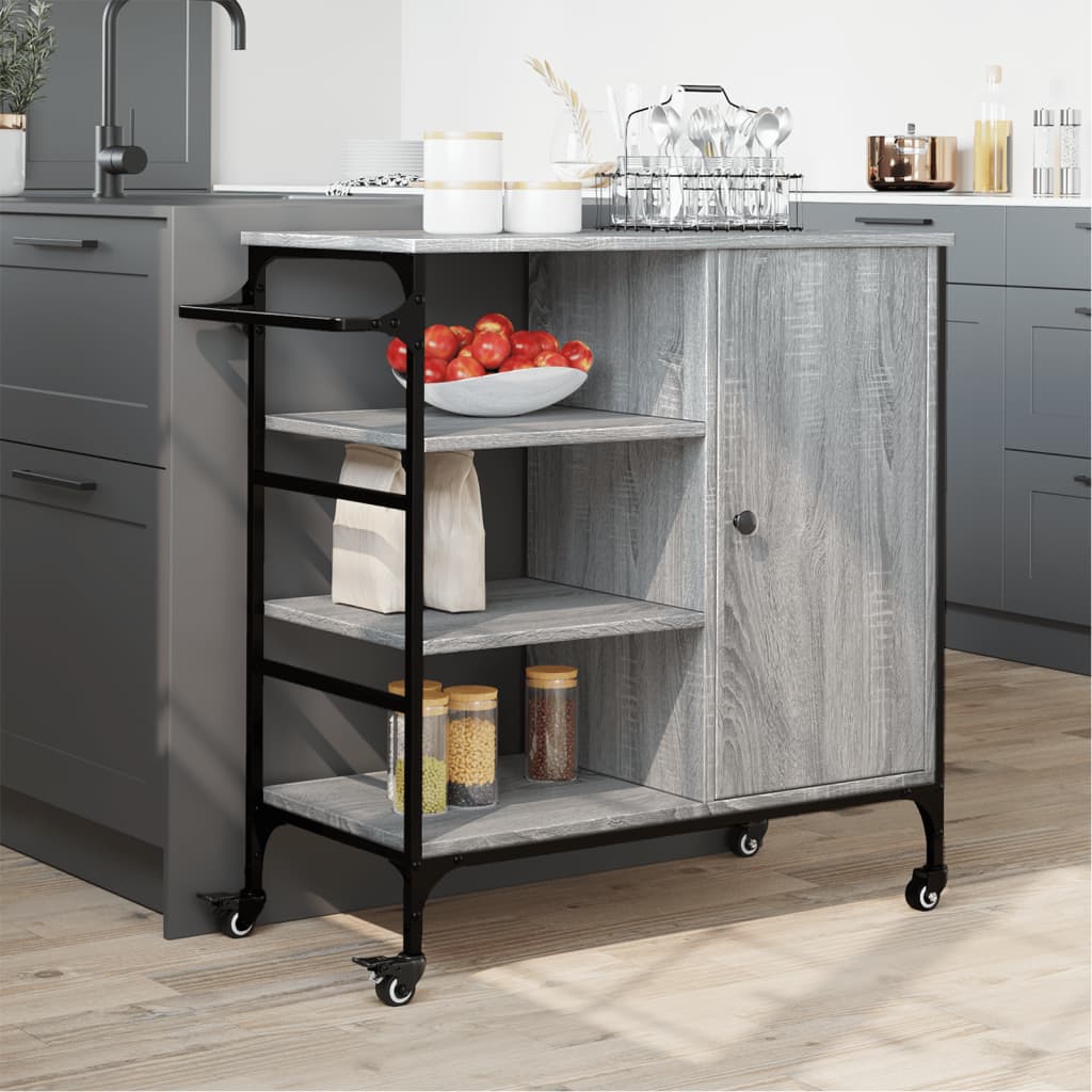 Kitchen trolley gray sonoma 87.5x38.5x84.5 cm engineered wood