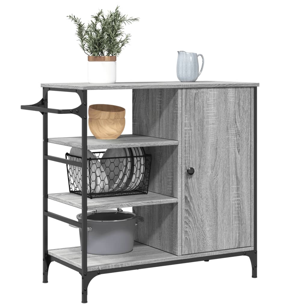 Kitchen trolley gray sonoma 87.5x38.5x84.5 cm engineered wood