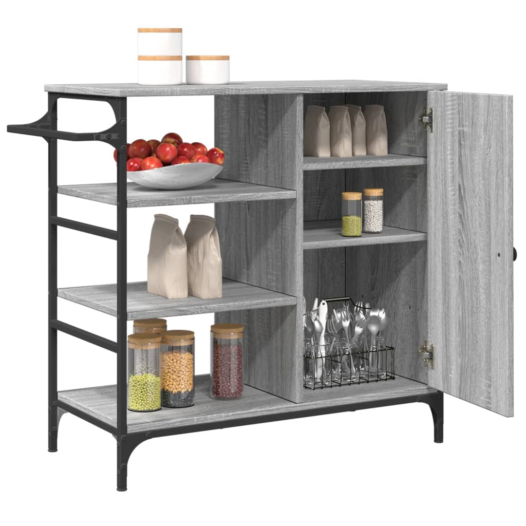 Kitchen trolley gray sonoma 87.5x38.5x84.5 cm engineered wood