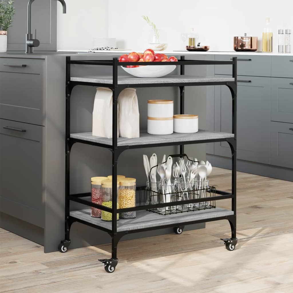 Kitchen trolley gray sonoma 65x40x86.5 cm engineered wood