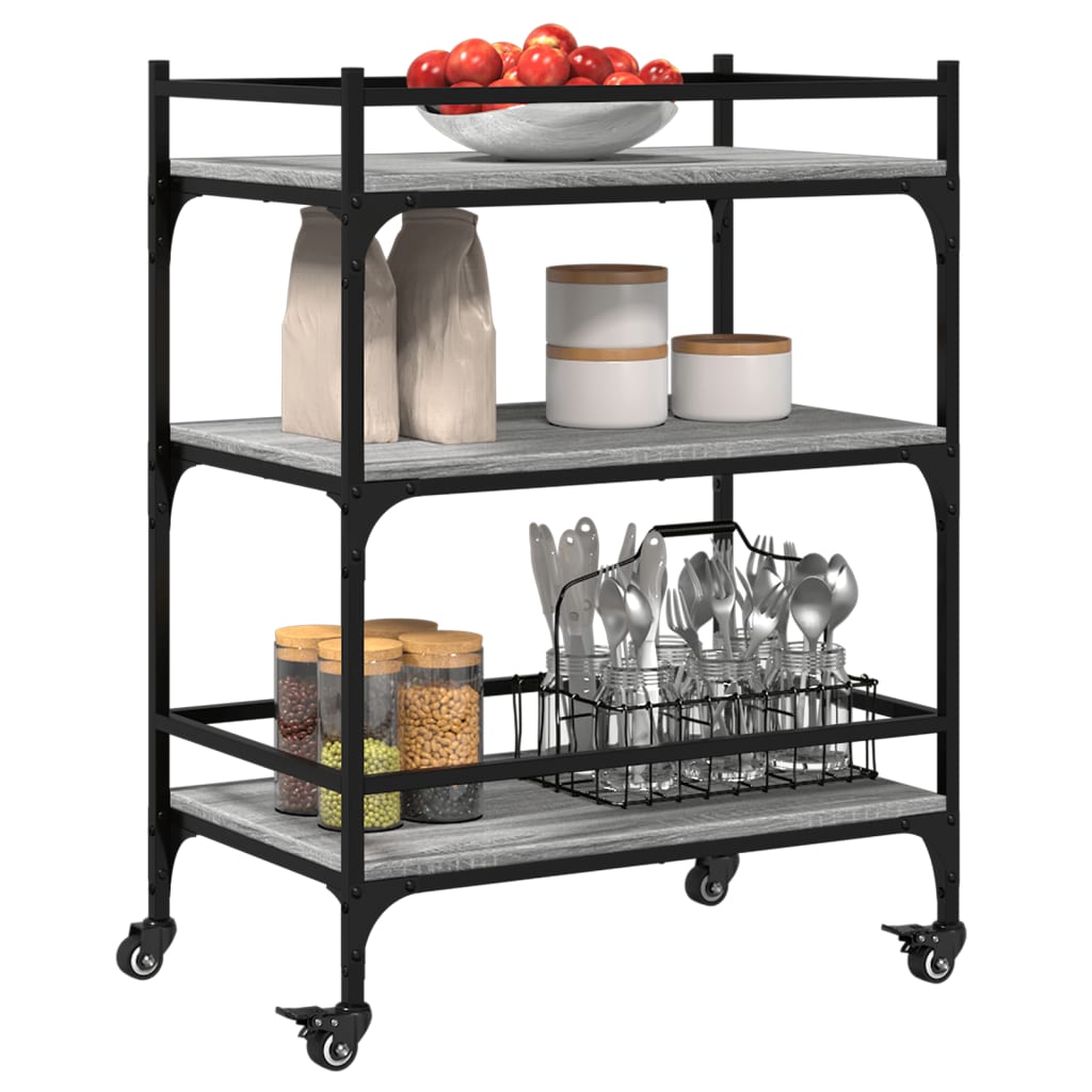 Kitchen trolley gray sonoma 65x40x86.5 cm engineered wood