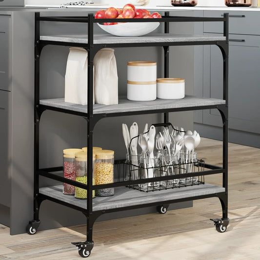 Kitchen trolley gray sonoma 65x40x86.5 cm engineered wood