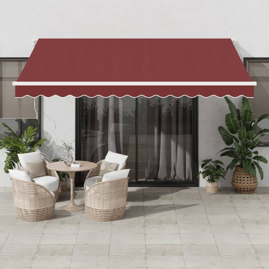 Manual retractable awning with LED burgundy 400x350 cm
