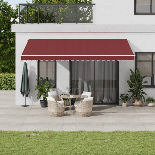 Manual retractable awning burgundy 500x300 cm