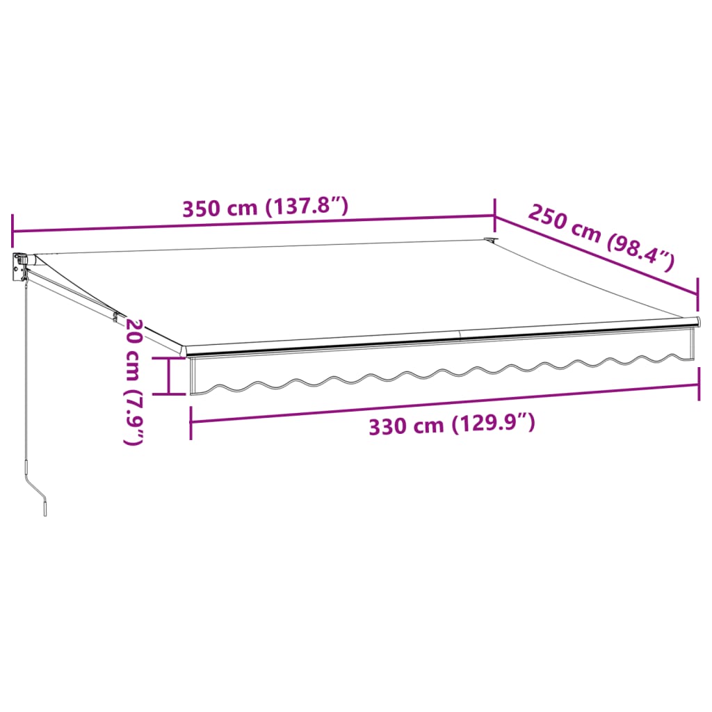Manual retractable awning burgundy 350x250 cm