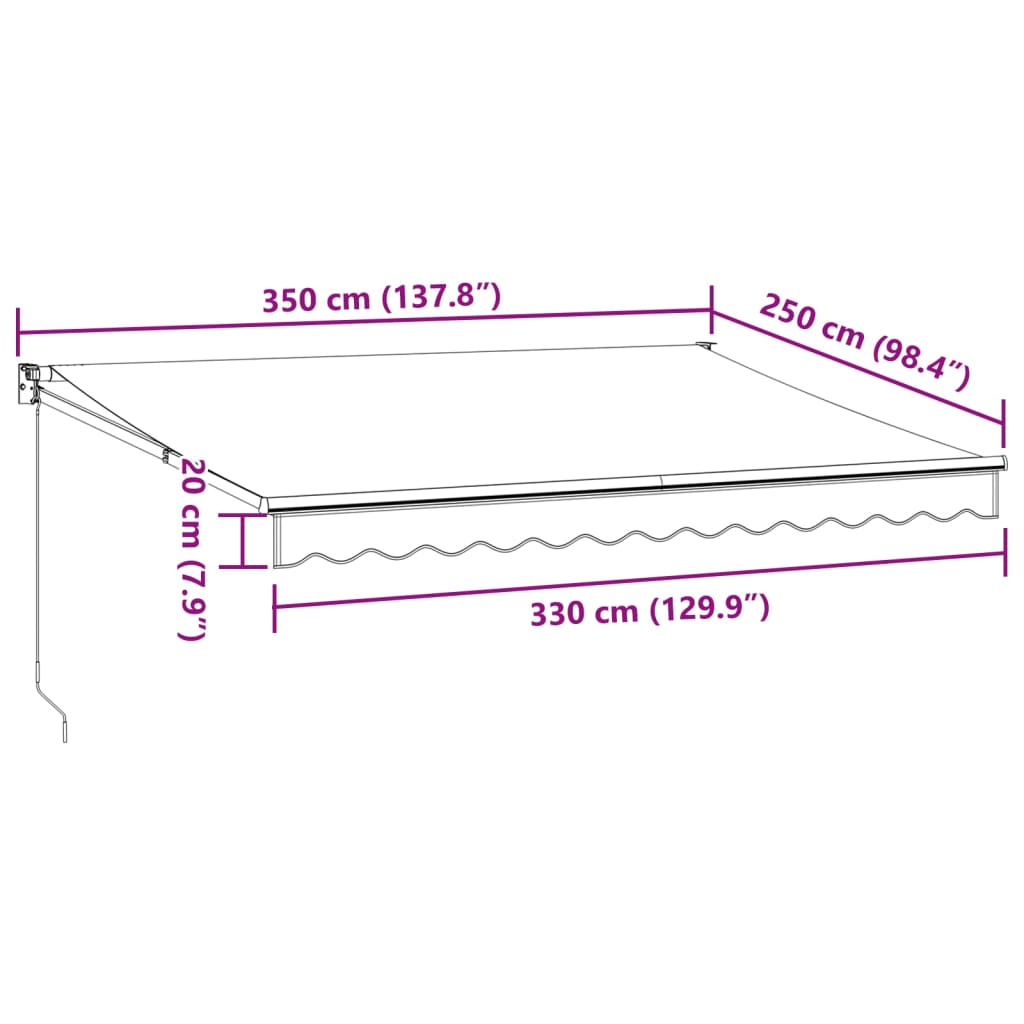 Manual retractable awning burgundy 350x250 cm