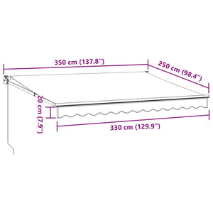Manual retractable awning burgundy 350x250 cm
