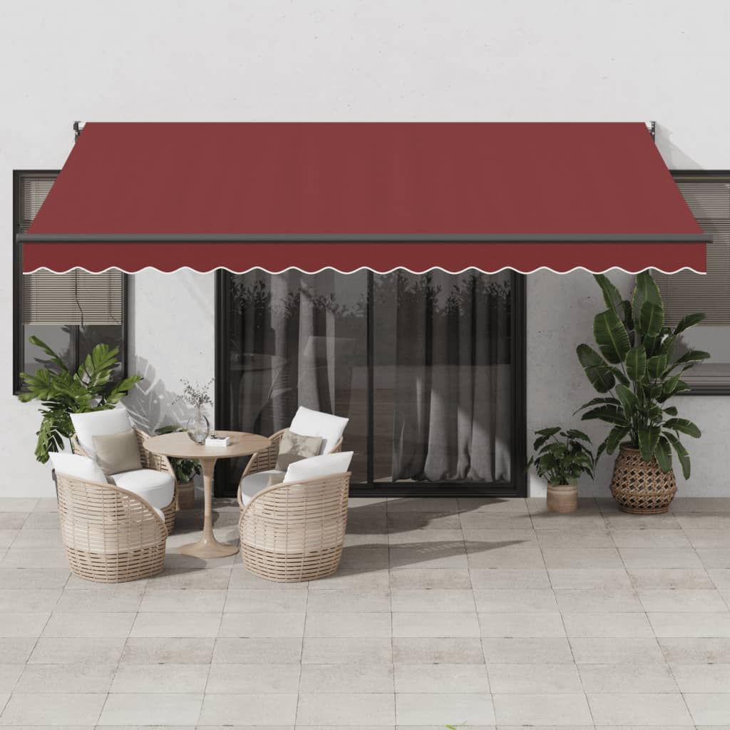 Manual retractable awning burgundy 450x300 cm