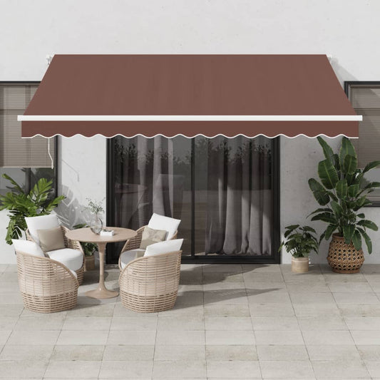Manual retractable awning with LED brown 400x350 cm