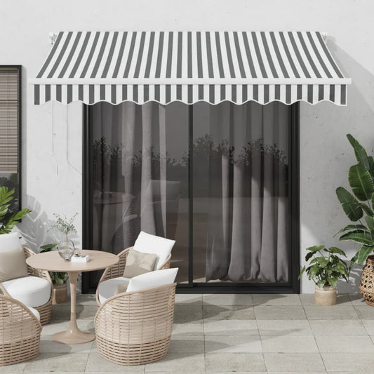 Manual retractable awning with LED anthracite and white 300x250 cm