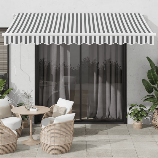 Manual retractable awning with LED anthracite and white 350x250 cm