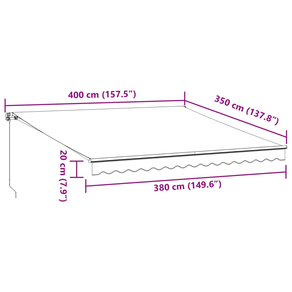 Manual retractable awning anthracite and white 400x350 cm