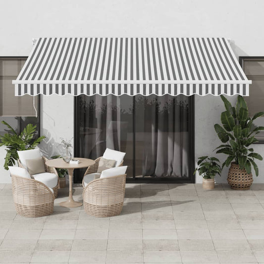 Manual retractable awning with LED anthracite and white 400x350 cm