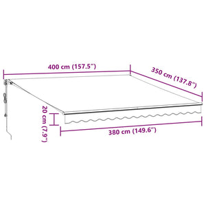 Automatic retractable awning anthracite and white 400x350 cm