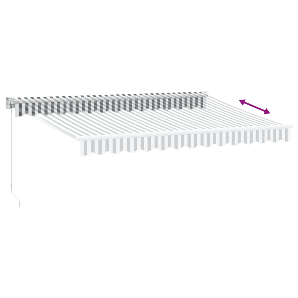 Retractable awning anthracite and white 3.5x2.5 m fabric aluminum