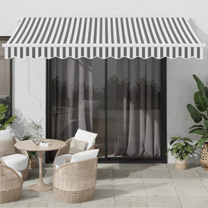 Retractable awning anthracite and white 3.5x2.5 m fabric aluminum
