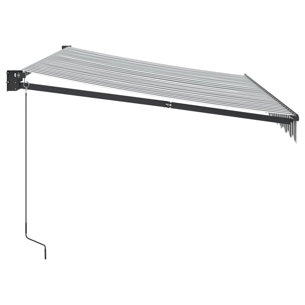 Retractable awning anthracite and white 3.5x2.5 m fabric aluminum