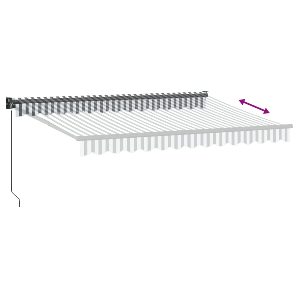 Retractable awning anthracite and white 3.5x2.5 m fabric aluminum