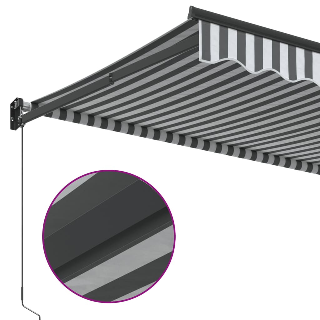 Retractable awning anthracite and white 3.5x2.5 m fabric aluminum