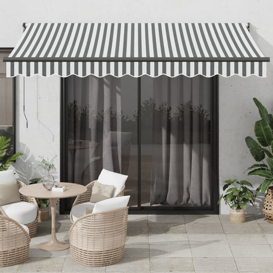 Retractable awning anthracite and white 3.5x2.5 m fabric aluminum