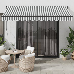 Retractable awning anthracite and white 3.5x2.5 m fabric aluminum