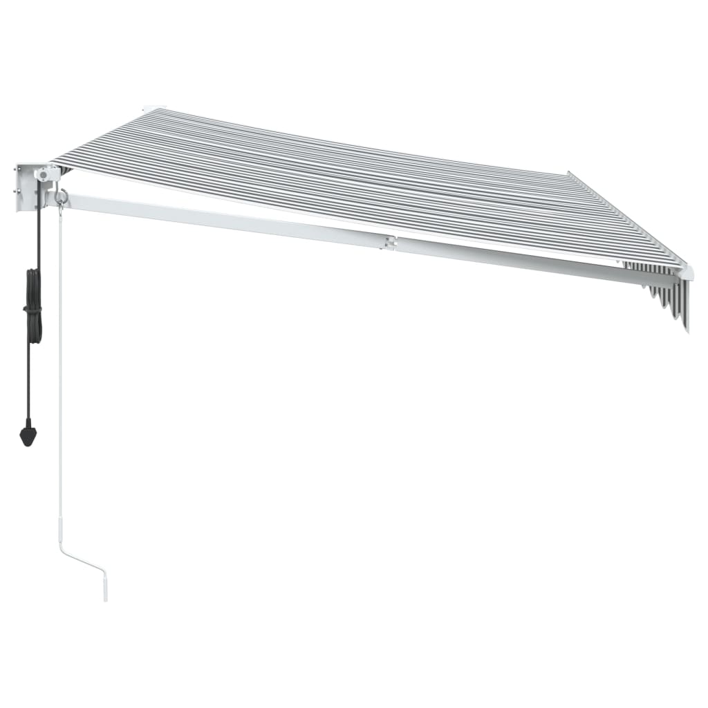 Retractable awning anthracite and white 3.5x2.5 m fabric aluminum