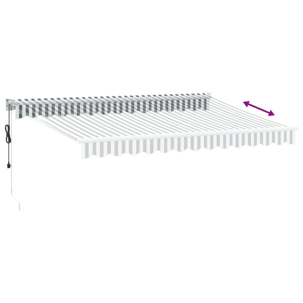 Retractable awning anthracite and white 3.5x2.5 m fabric aluminum