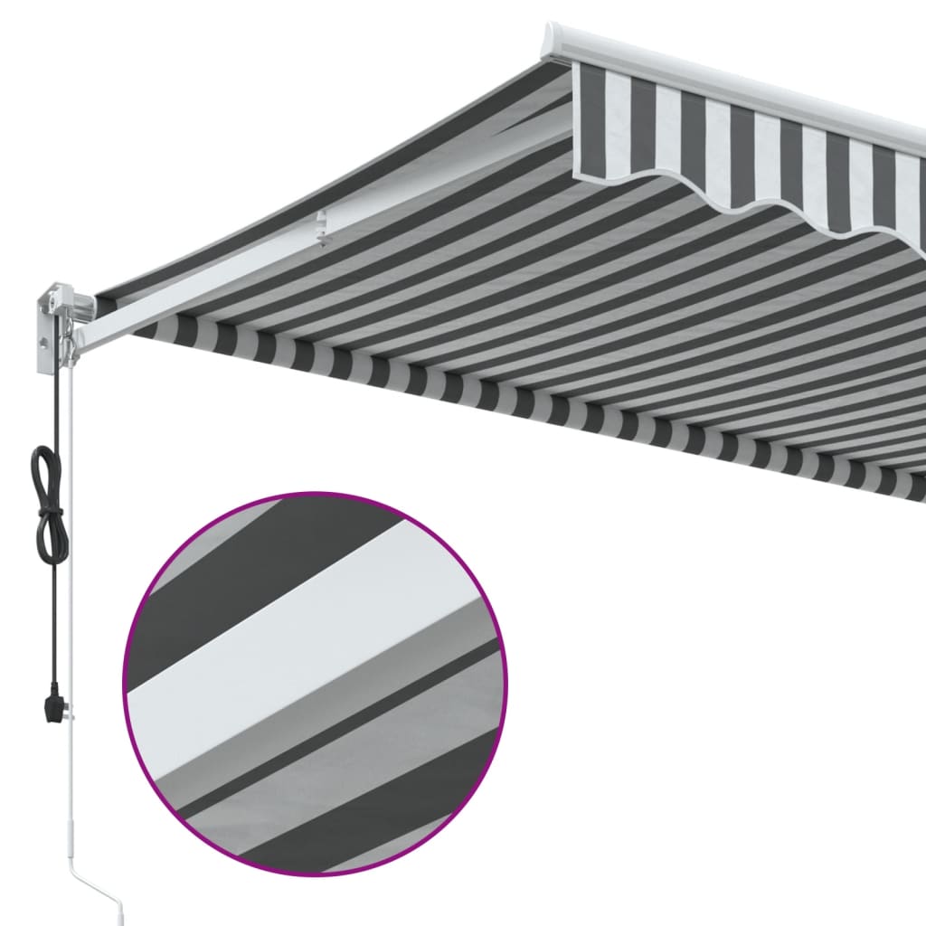 Retractable awning anthracite and white 3.5x2.5 m fabric aluminum