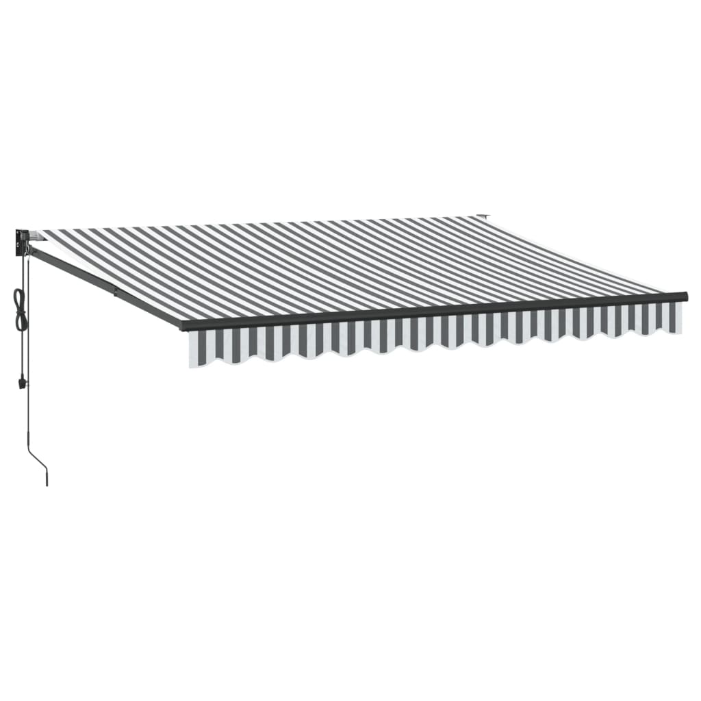 Retractable awning anthracite and white 3.5x2.5 m fabric aluminum