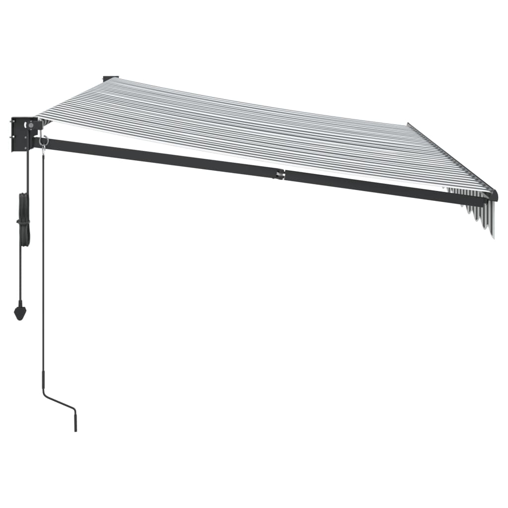 Retractable awning anthracite and white 3.5x2.5 m fabric aluminum