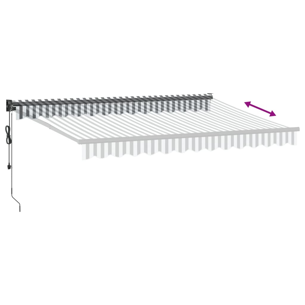 Retractable awning anthracite and white 3.5x2.5 m fabric aluminum