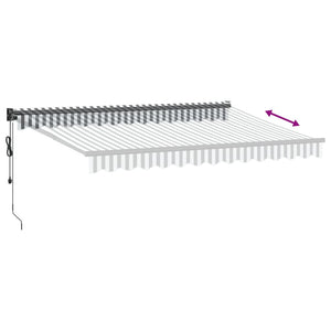 Retractable awning anthracite and white 3.5x2.5 m fabric aluminum